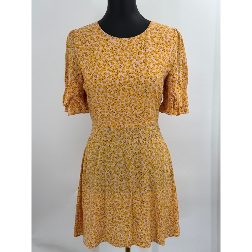 Auguste Fit & Flare Mini Dress Ditsy Floral Open Back Vacation Cottagecore US 6
